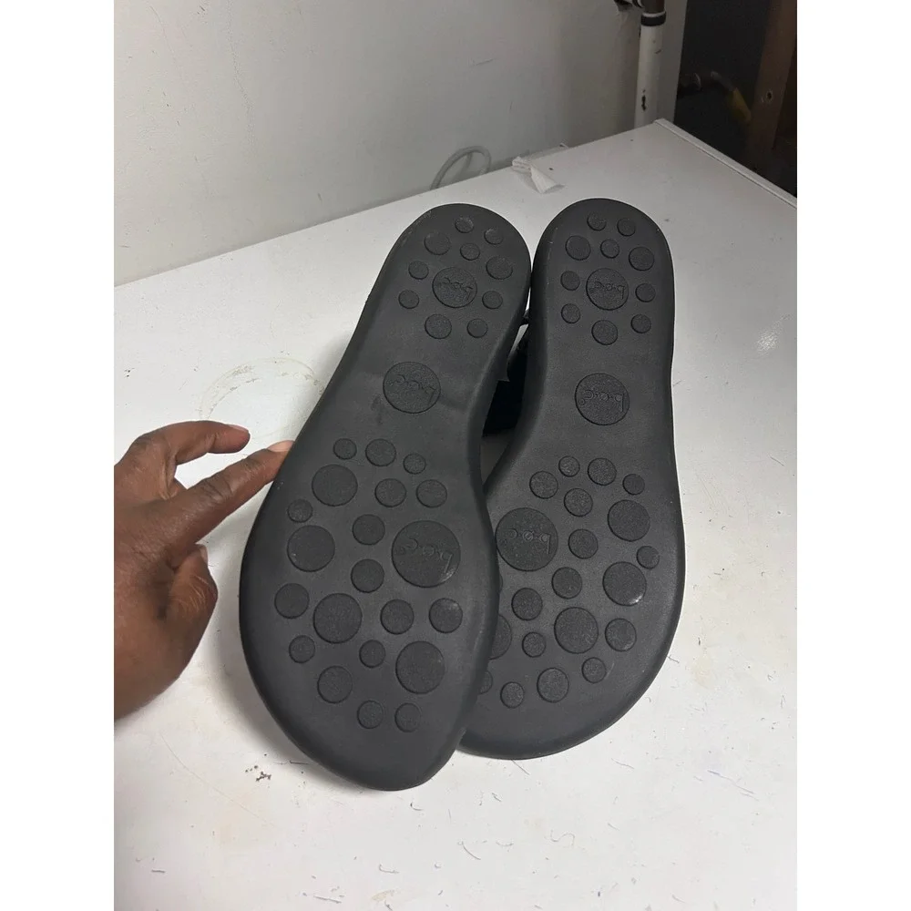Hugo Boss Mens Black Leather Slides Made in Italy Sandals 18414 8060 Size 43
